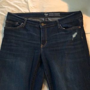 Gap size 14 legging skimmer dark distressed jeans